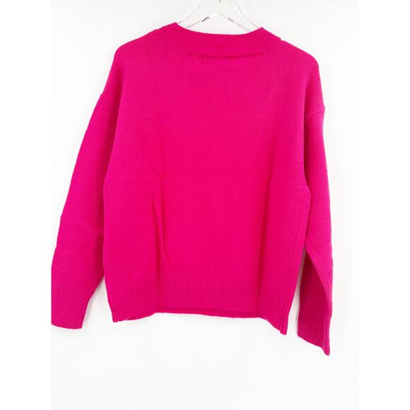 SANCTUARY Sweater Size S NEW Pink Easy Breezy V Neck Pullover Fuchsia - Picture 5 of 5